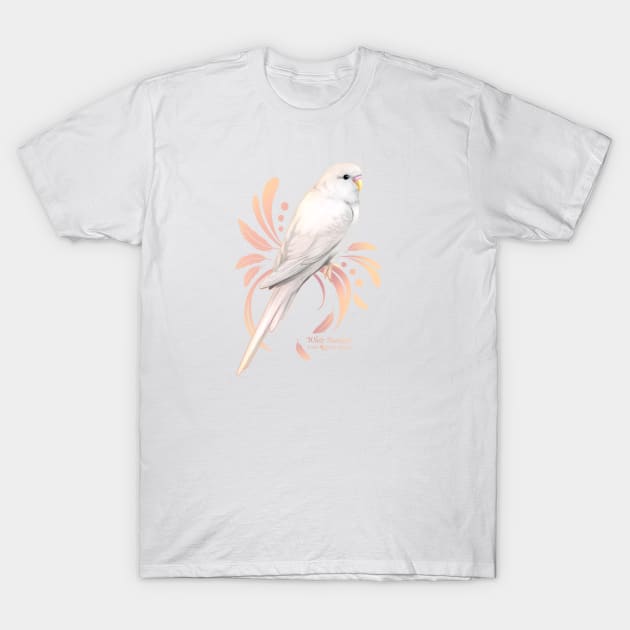 White Parakeet T-Shirt by Sylvanmistart